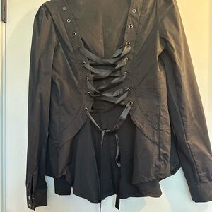 Elegant Black Button-Up Women's Jacket Blouse
